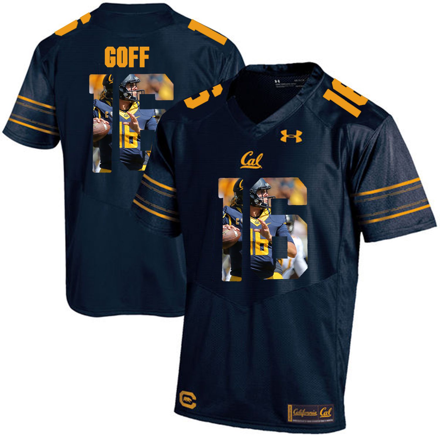 Men California Golden Bears 16 Jared Goff Dark blue Customized NCAA Jerseys